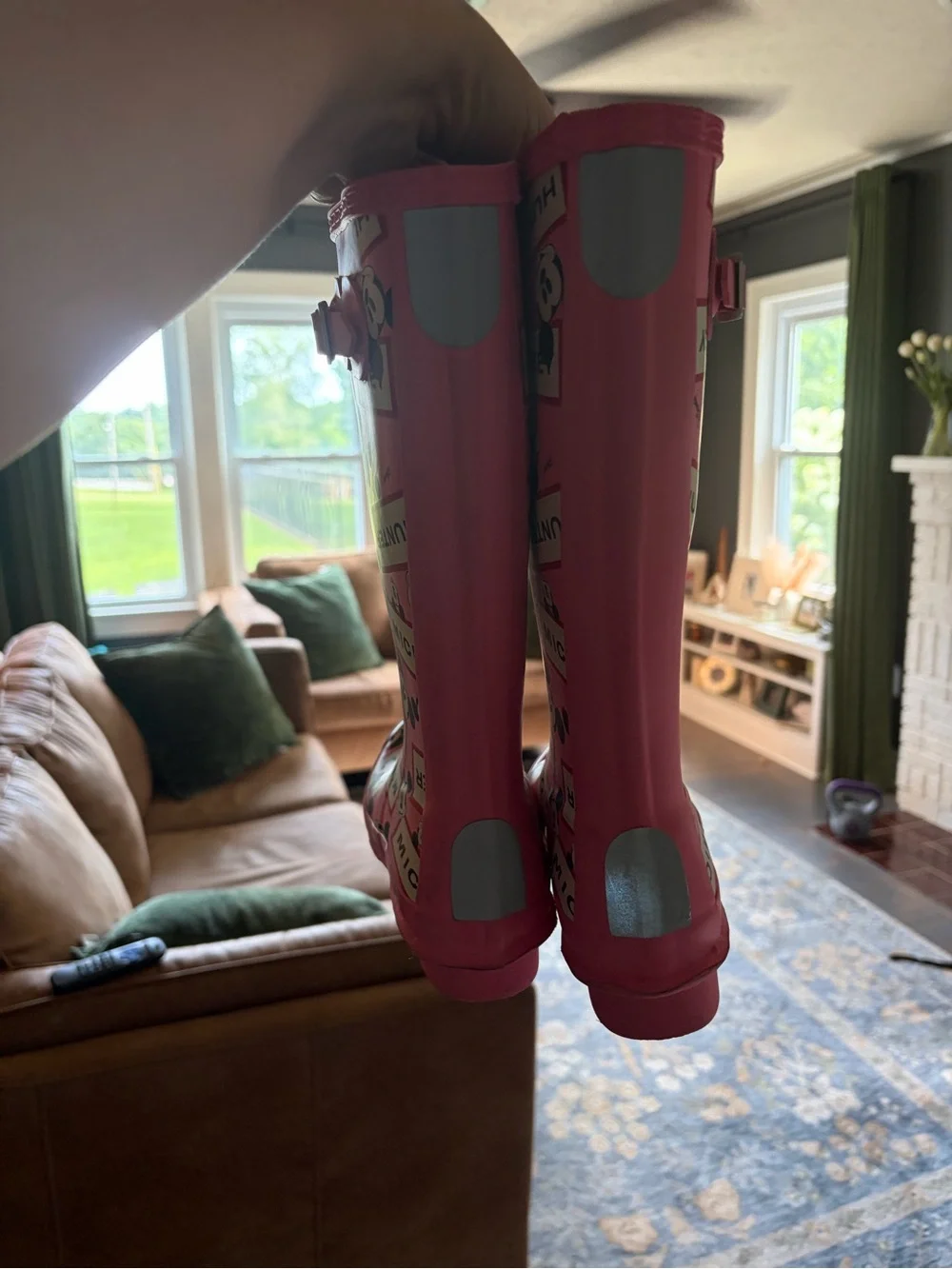 Hunter Pink Mickey Mouse Logo Rain Boots